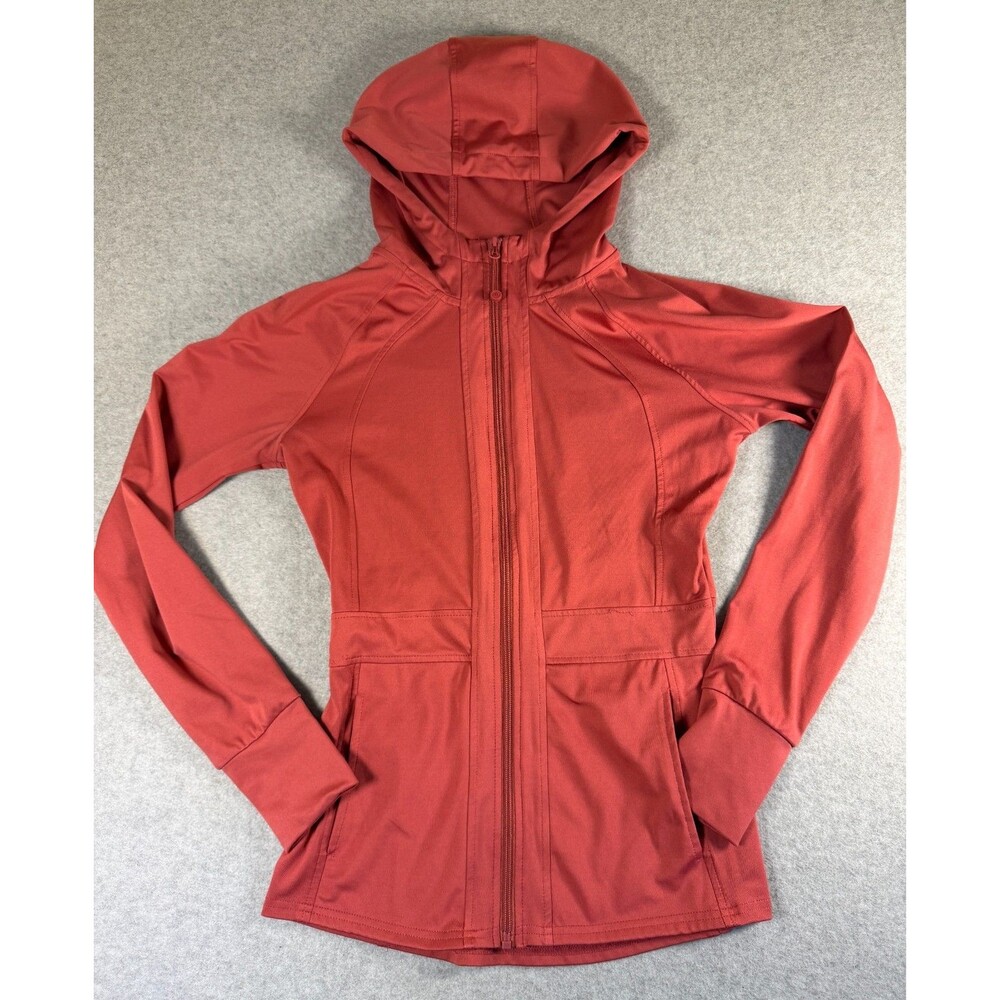 RBX Hooded Jacket Womens Size S Activewear Thumb Holes Rose Athletic Run SKU 171